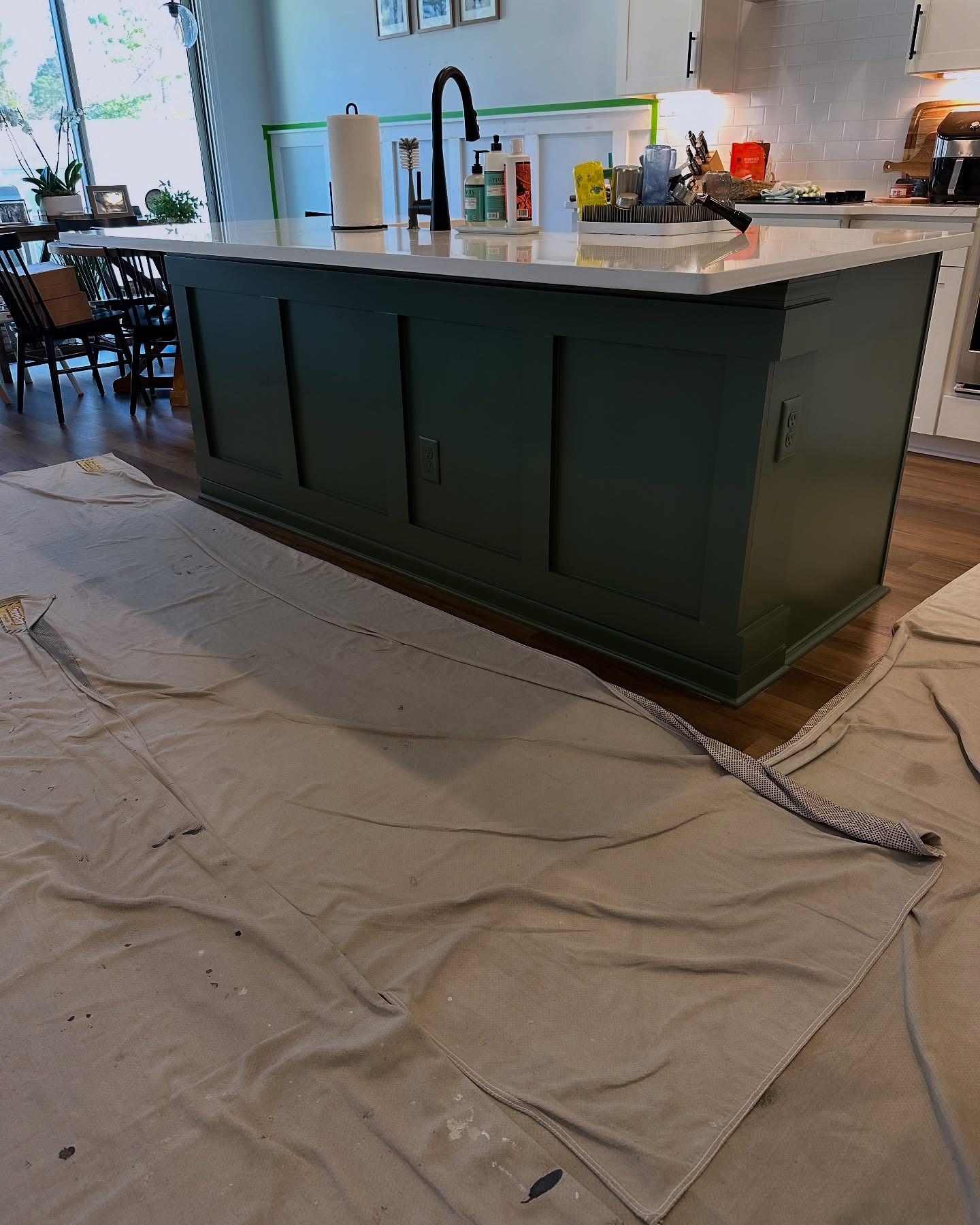 Modern fluted wood accent wall, custom-built for the space, by AVP Construction JAX in Jacksonville & St. Johns County, FL
