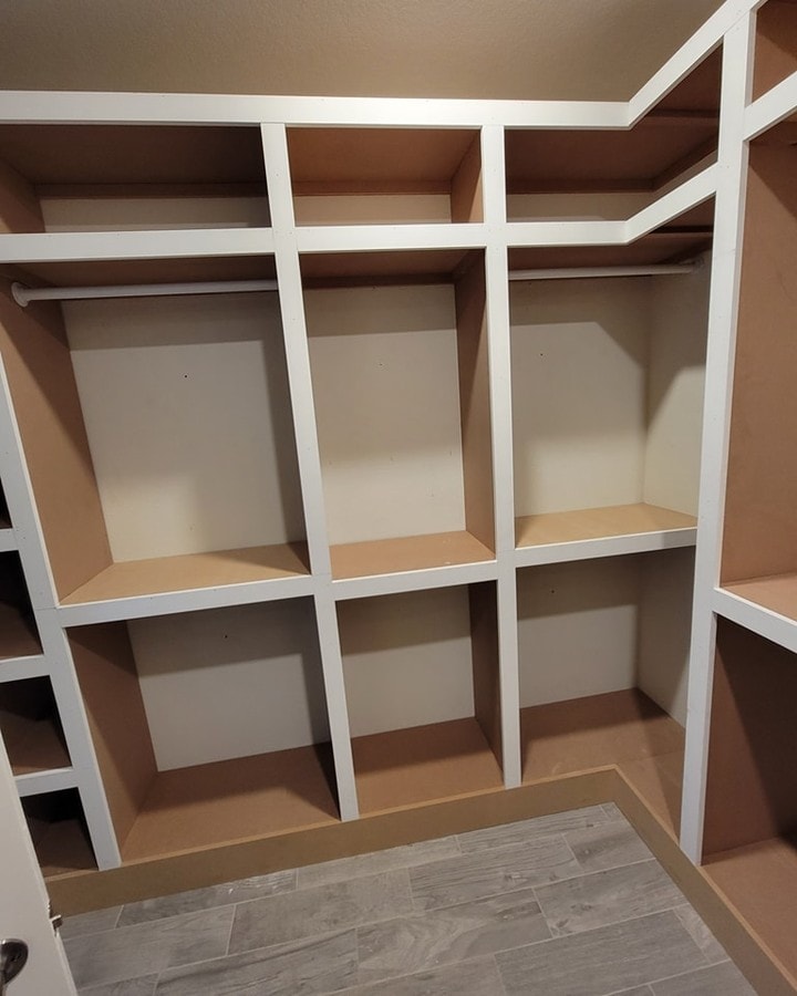 Floor-to-ceiling closet built-in, custom-built for the space, by AVP Construction JAX in Jacksonville & St. Johns County, FL