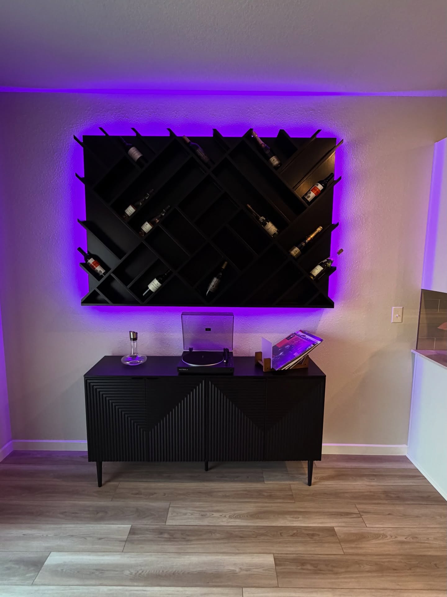 Modern dry bar with quartz countertop, custom-built for the space, by AVP Construction JAX in Jacksonville & St. Johns County, FL