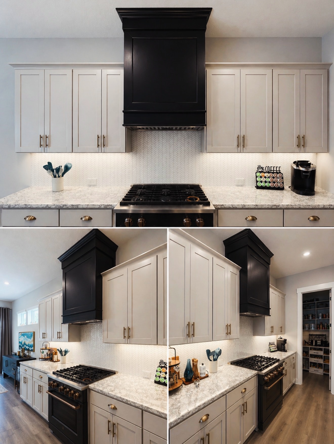 Wood-wrapped vent hood, custom-built for the space, by AVP Construction JAX in Jacksonville & St. Johns County, FL