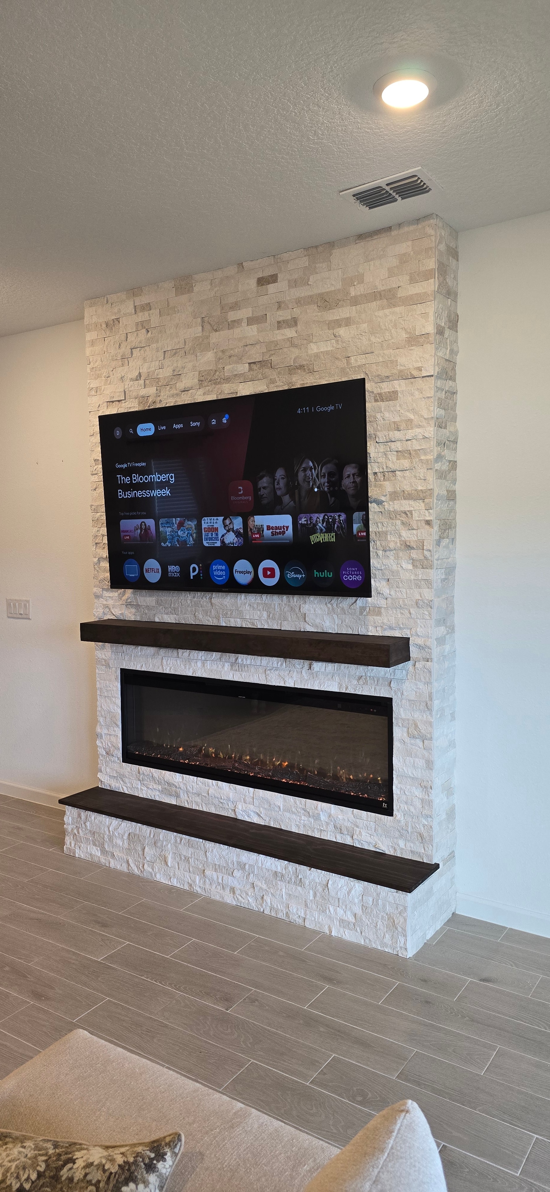 Custom Stone Fireplace & TV Entertainment Center in Trailmark, St. Johns FL in Trailmark, St. Johns, FL