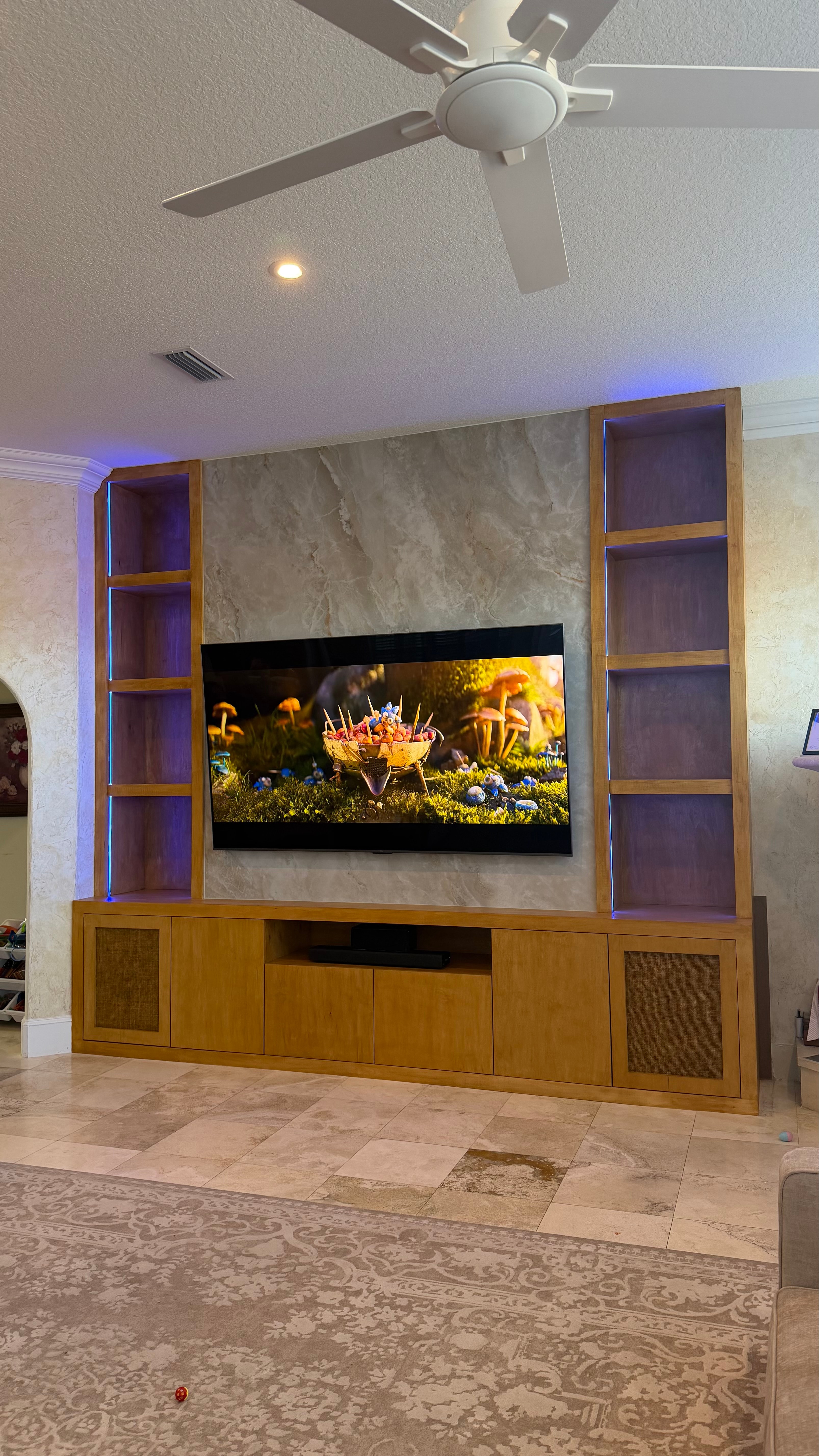 Custom TV Entertainment Center in Marsh Landing, Ponte Vedra Beach — Porcelain Accent Wall & Built-In Millwork — Marsh Landing , Ponte Vedra Beach, FL