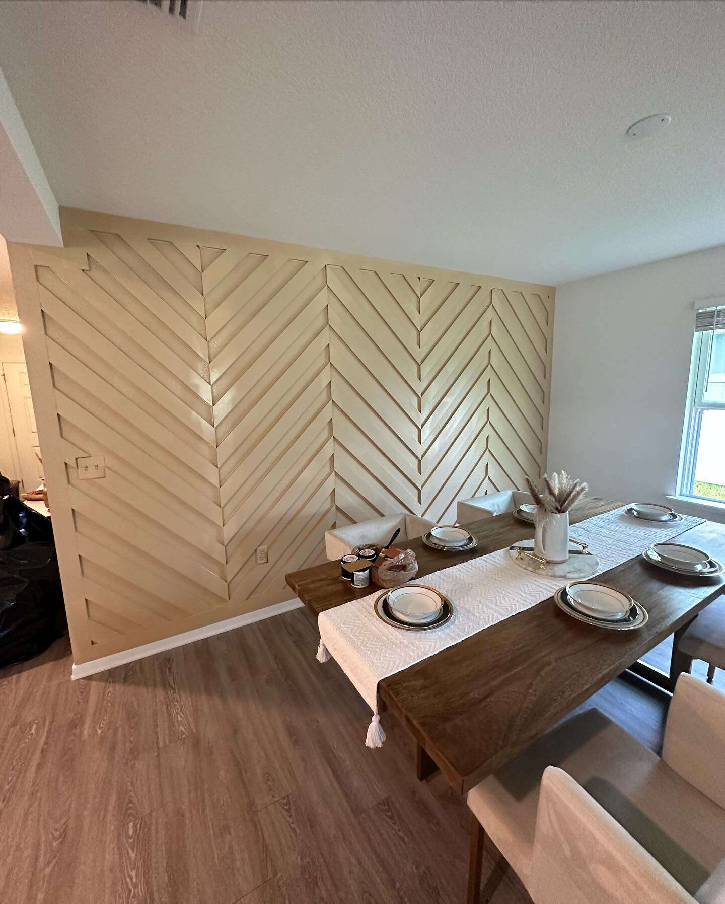 Statement bedroom accent wall in white shiplap by AVP Construction JAX — Jacksonville & St. John's County, FL