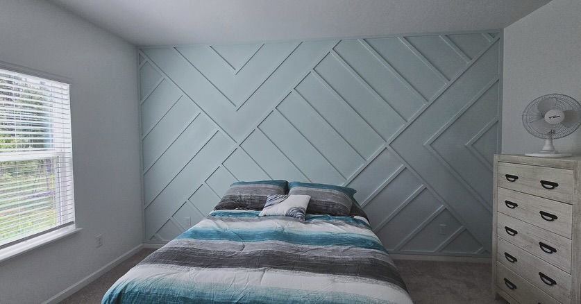 Wainscoting feature wall with chair rail by AVP Construction JAX — Jacksonville & St. John's County, FL