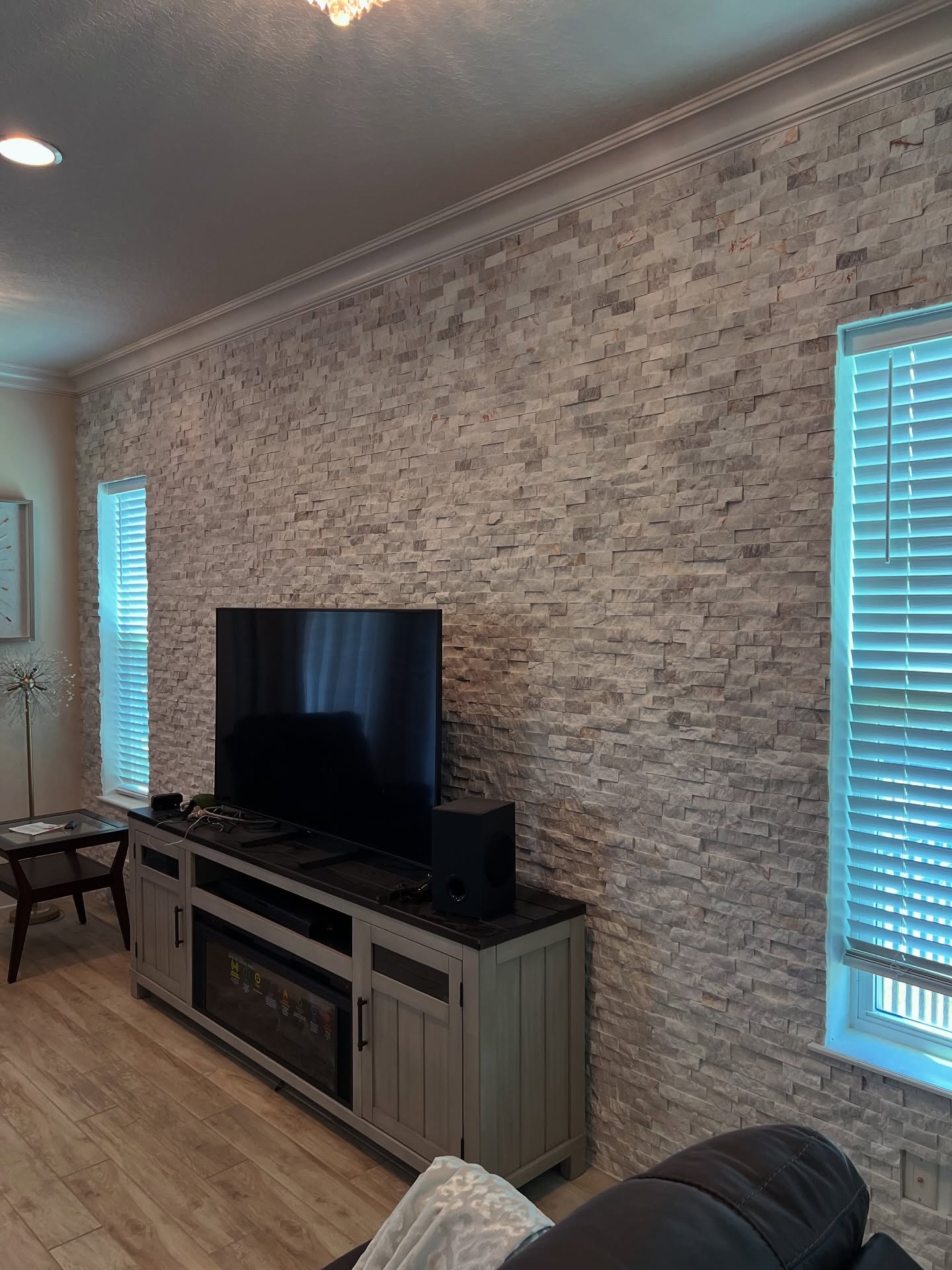 Vertical slat wood accent wall by AVP Construction JAX — Jacksonville & St. John's County, FL