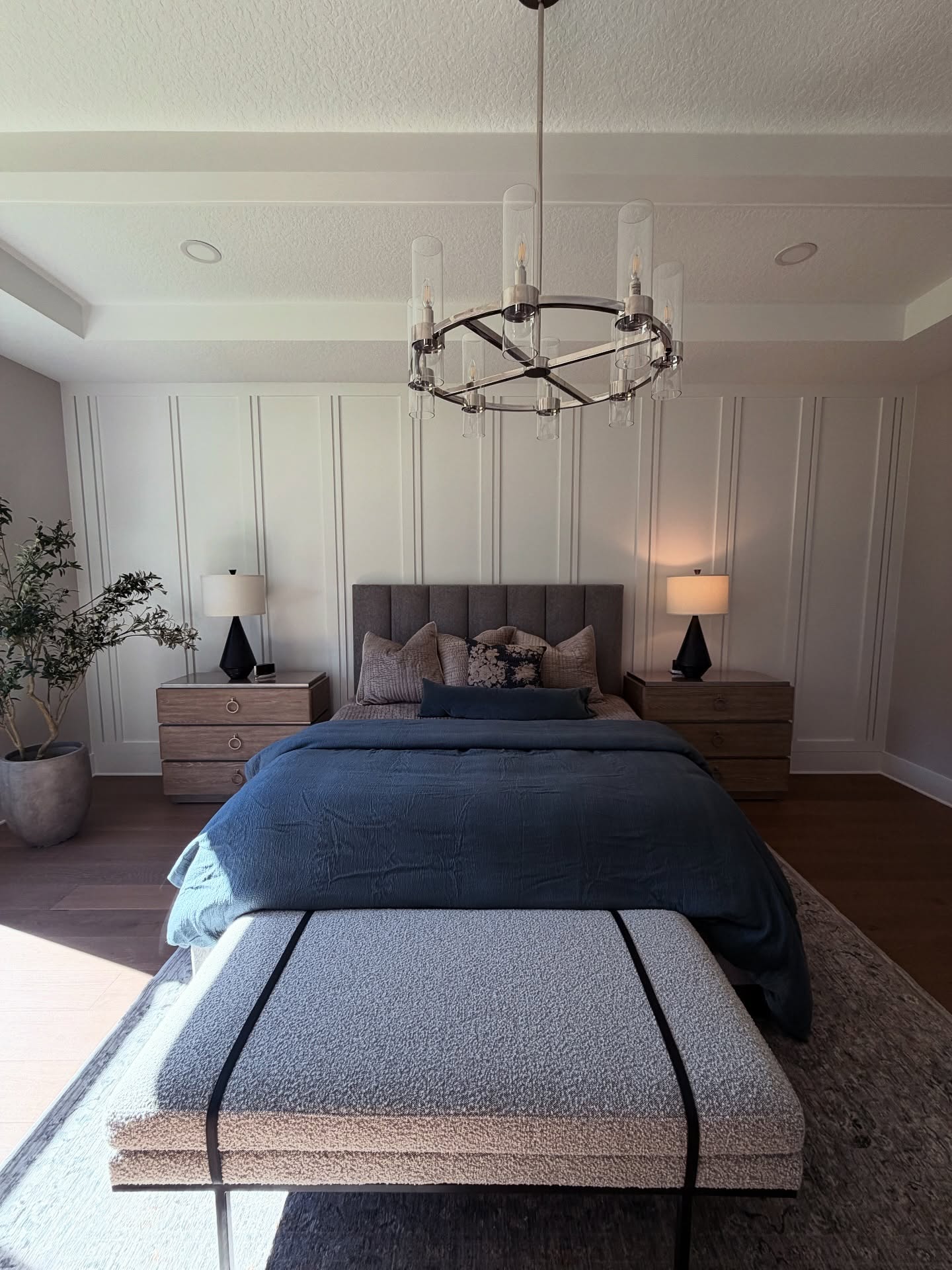 Modern fluted wood accent wall by AVP Construction JAX — Jacksonville & St. John's County, FL