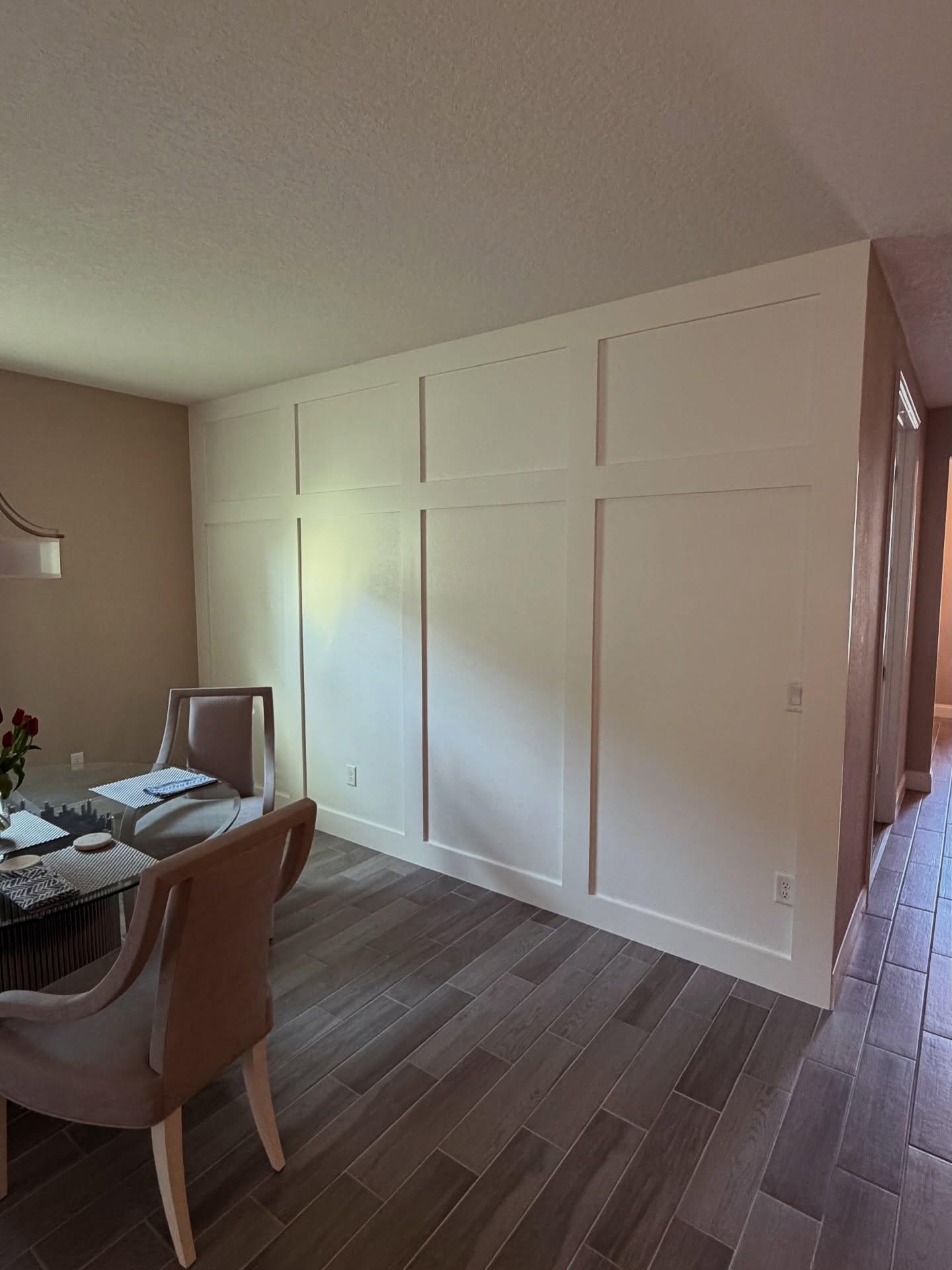 Statement bedroom accent wall in white shiplap by AVP Construction JAX — Jacksonville & St. John's County, FL