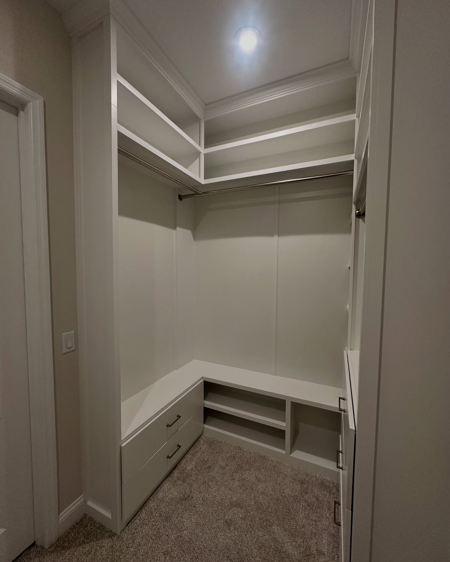 Reach-in closet conversion to custom millwork by AVP Construction JAX — Jacksonville & St. John's County, FL