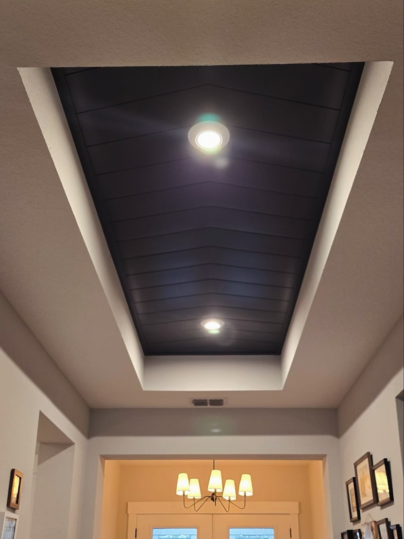 Stained wood plank ceiling by AVP Construction JAX — Jacksonville & St. John's County, FL