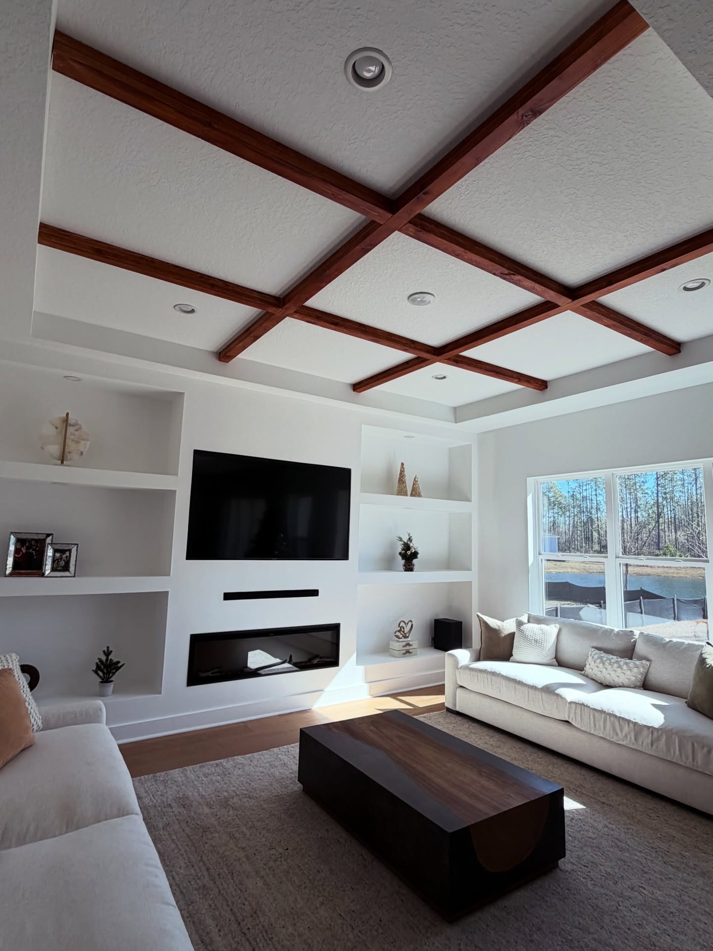 Painted coffered ceiling in living room by AVP Construction JAX — Jacksonville & St. John's County, FL