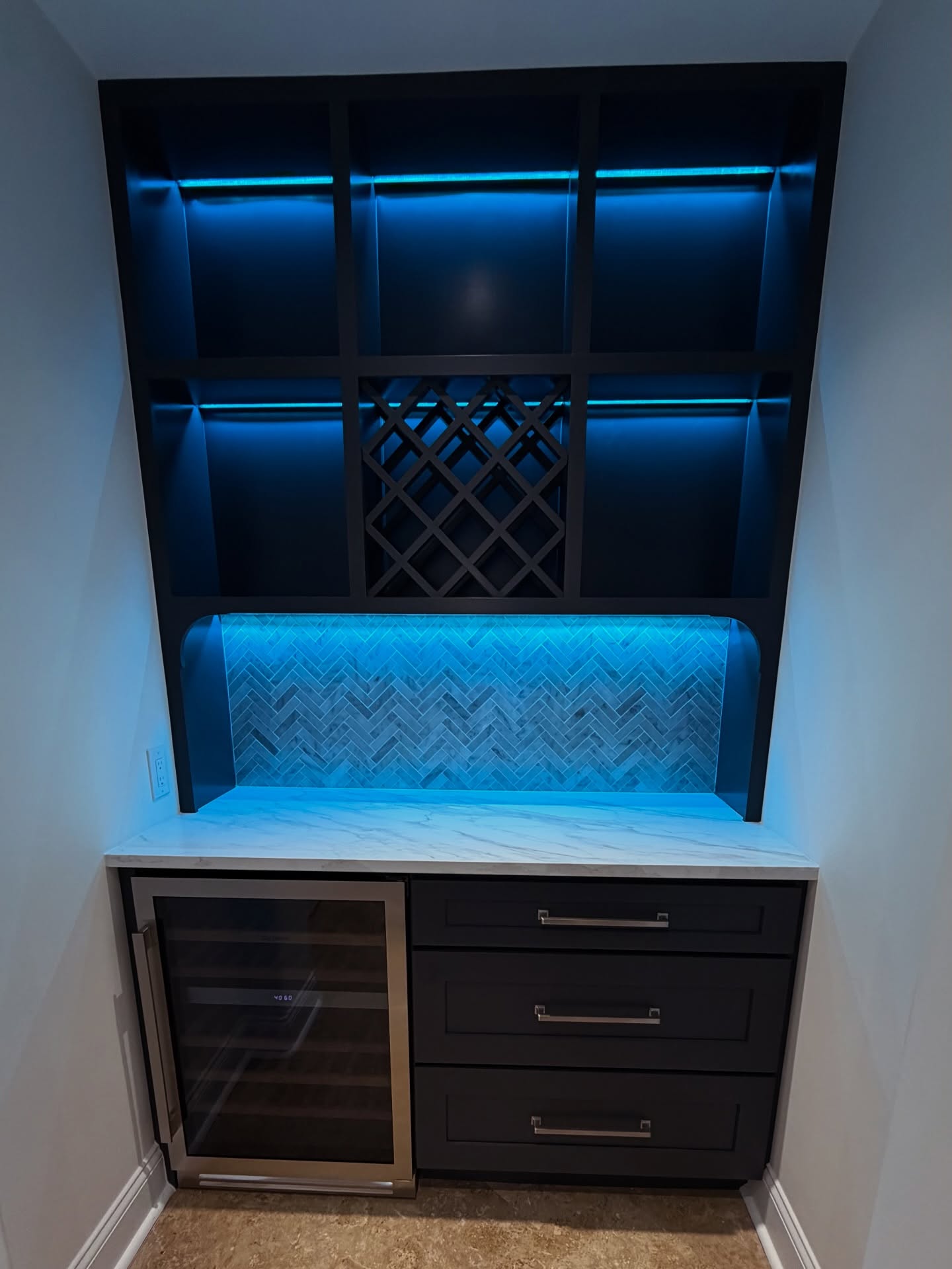 Built-in home dry bar with cabinet storage by AVP Construction JAX — Jacksonville & St. John's County, FL