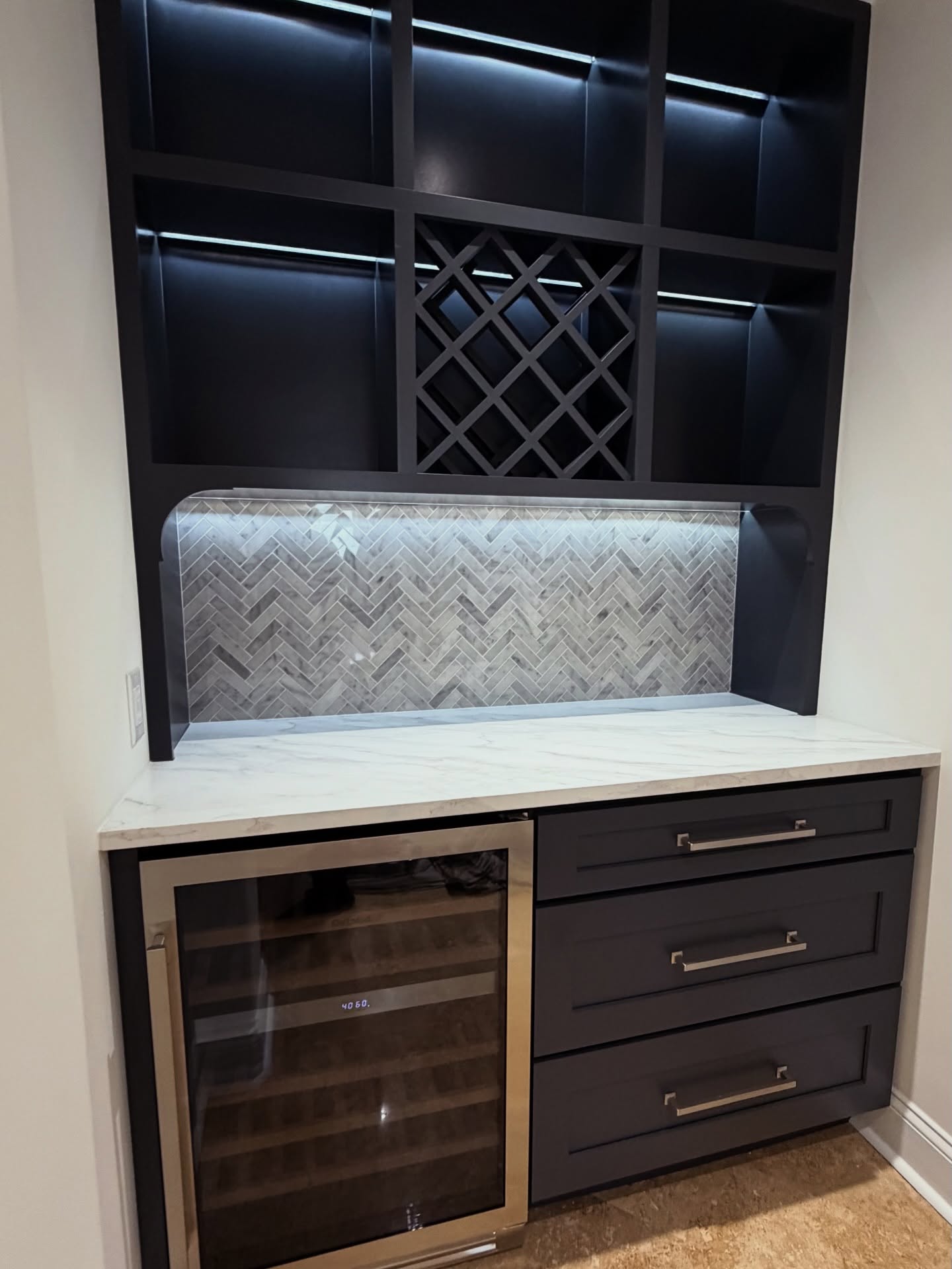 Built-in bar with backsplash and shelving by AVP Construction JAX — Jacksonville & St. John's County, FL