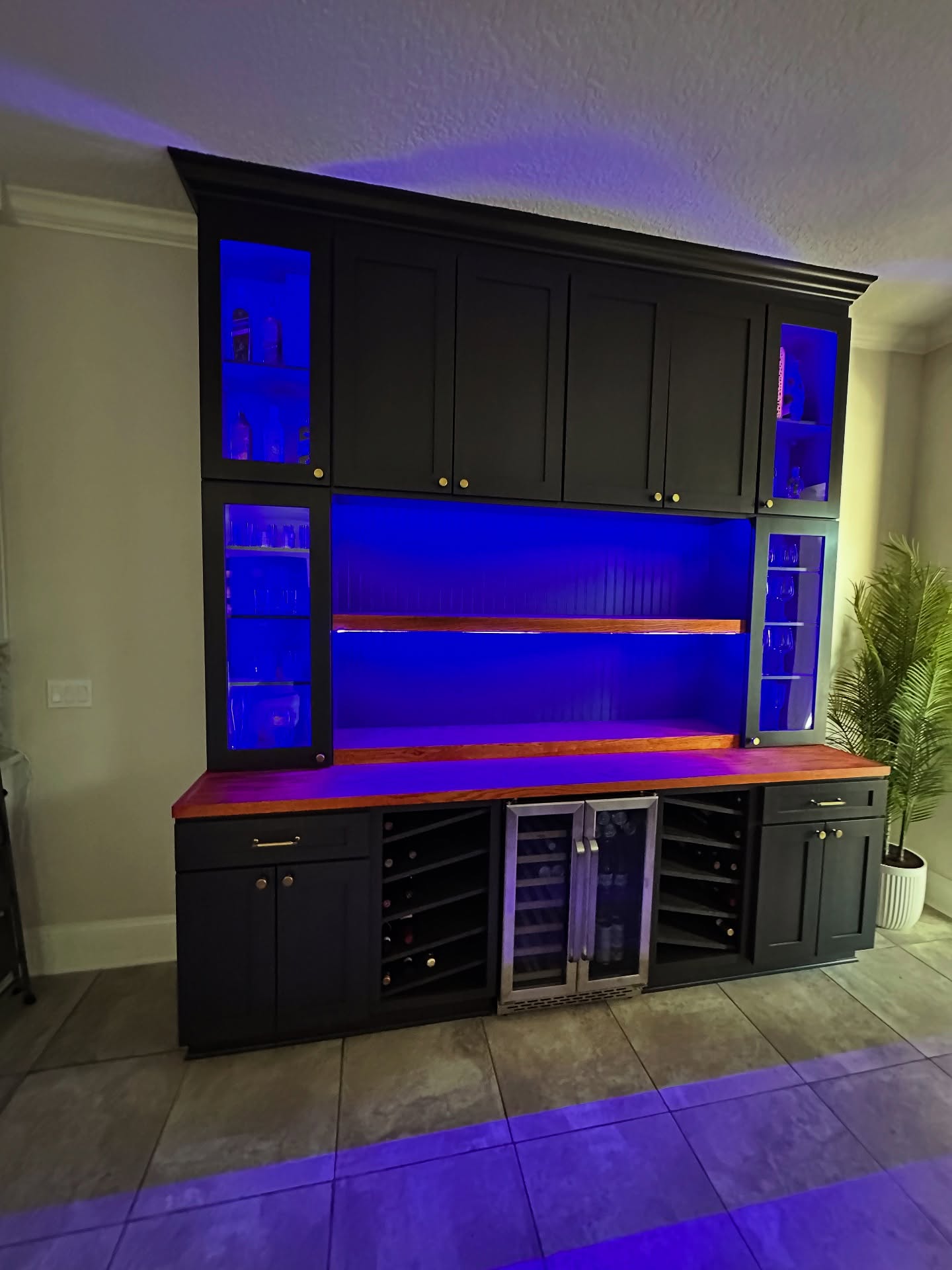 Custom dry bar with floating shelves by AVP Construction JAX — Jacksonville & St. John's County, FL