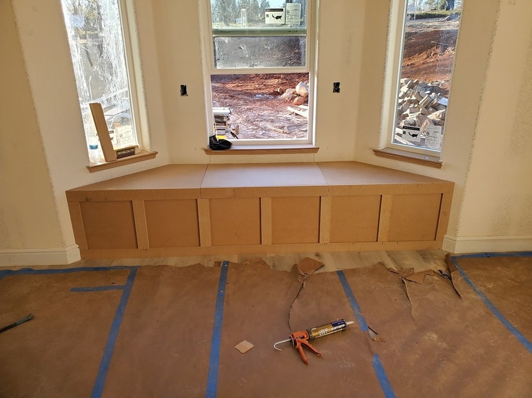 Custom desk and overhead cabinet built-in by AVP Construction JAX — Jacksonville & St. John's County, FL