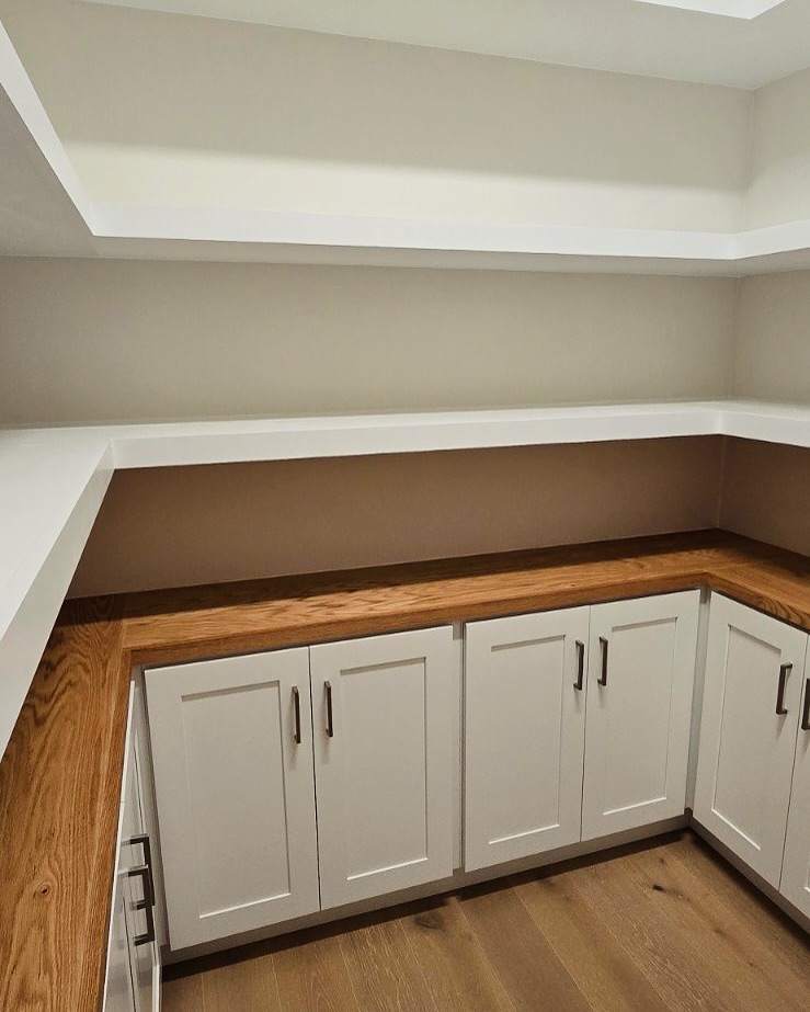 Modern pantry millwork with pull-out drawers by AVP Construction JAX — Jacksonville & St. John's County, FL
