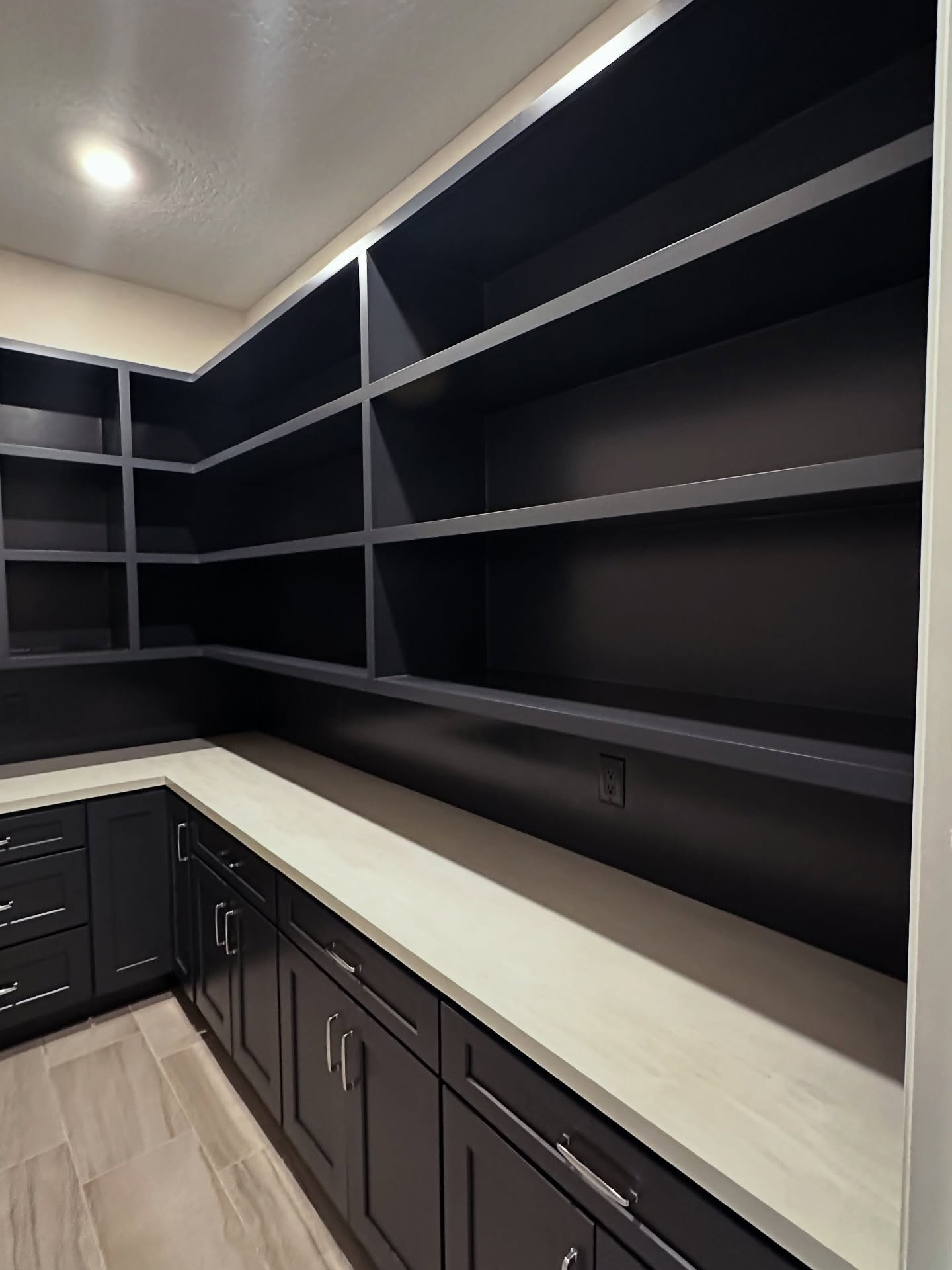 Custom pantry door and interior shelving by AVP Construction JAX — Jacksonville & St. John's County, FL