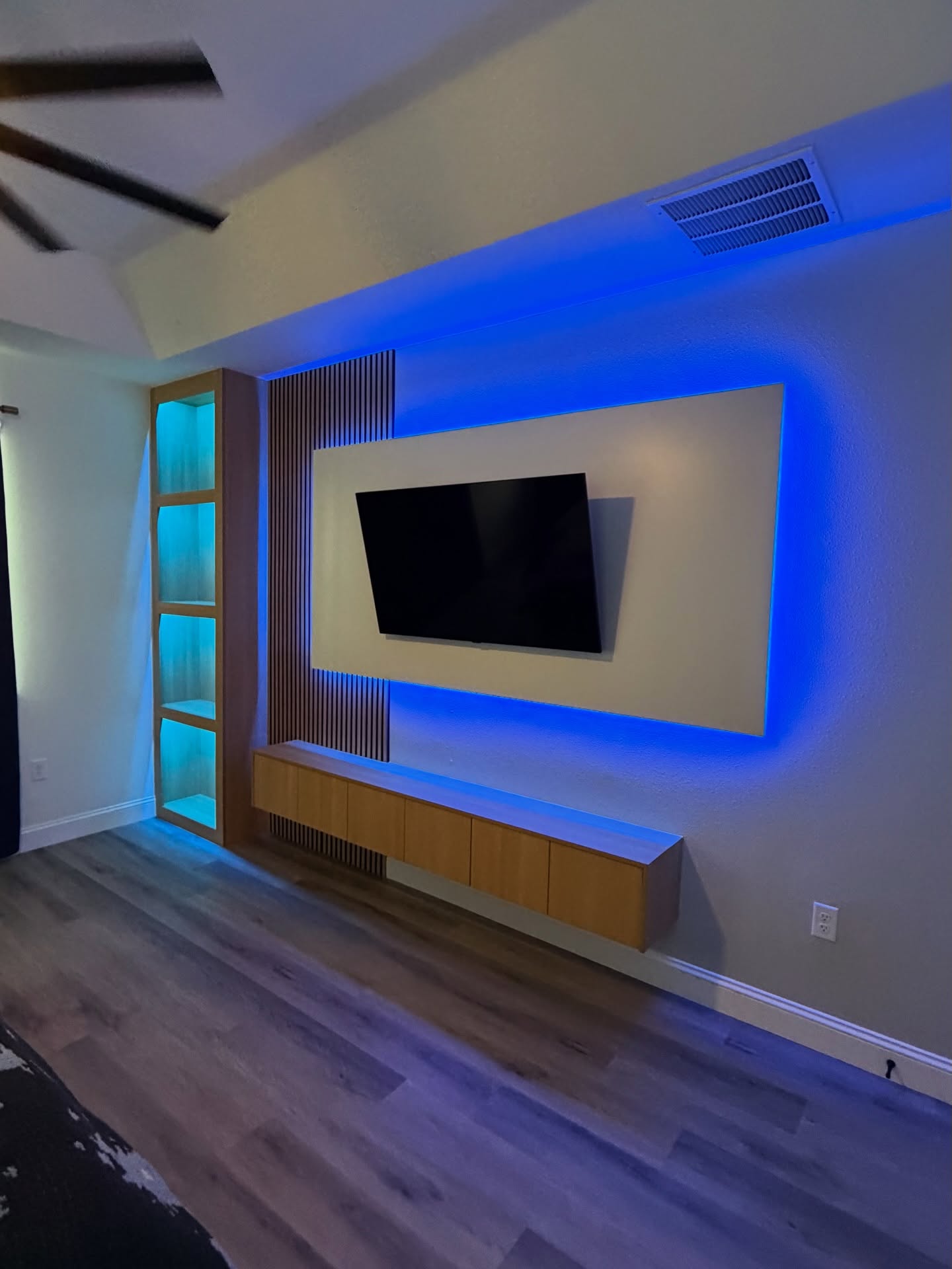 Custom TV entertainment center built-in by AVP Construction JAX — Jacksonville & St. John's County, FL