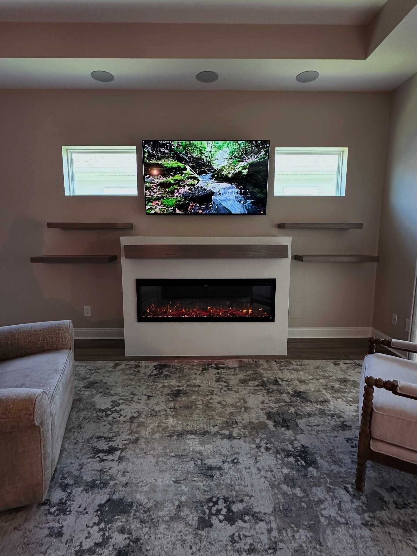 Slat-wall TV feature with hidden wiring by AVP Construction JAX — Jacksonville & St. John's County, FL