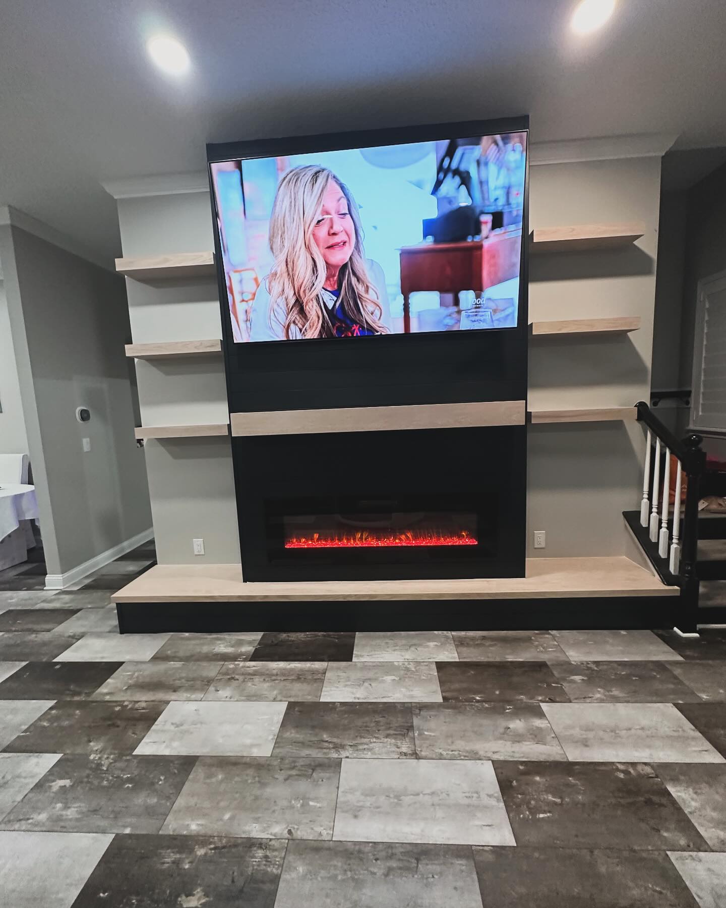 Custom living-room media wall with paneling by AVP Construction JAX — Jacksonville & St. John's County, FL