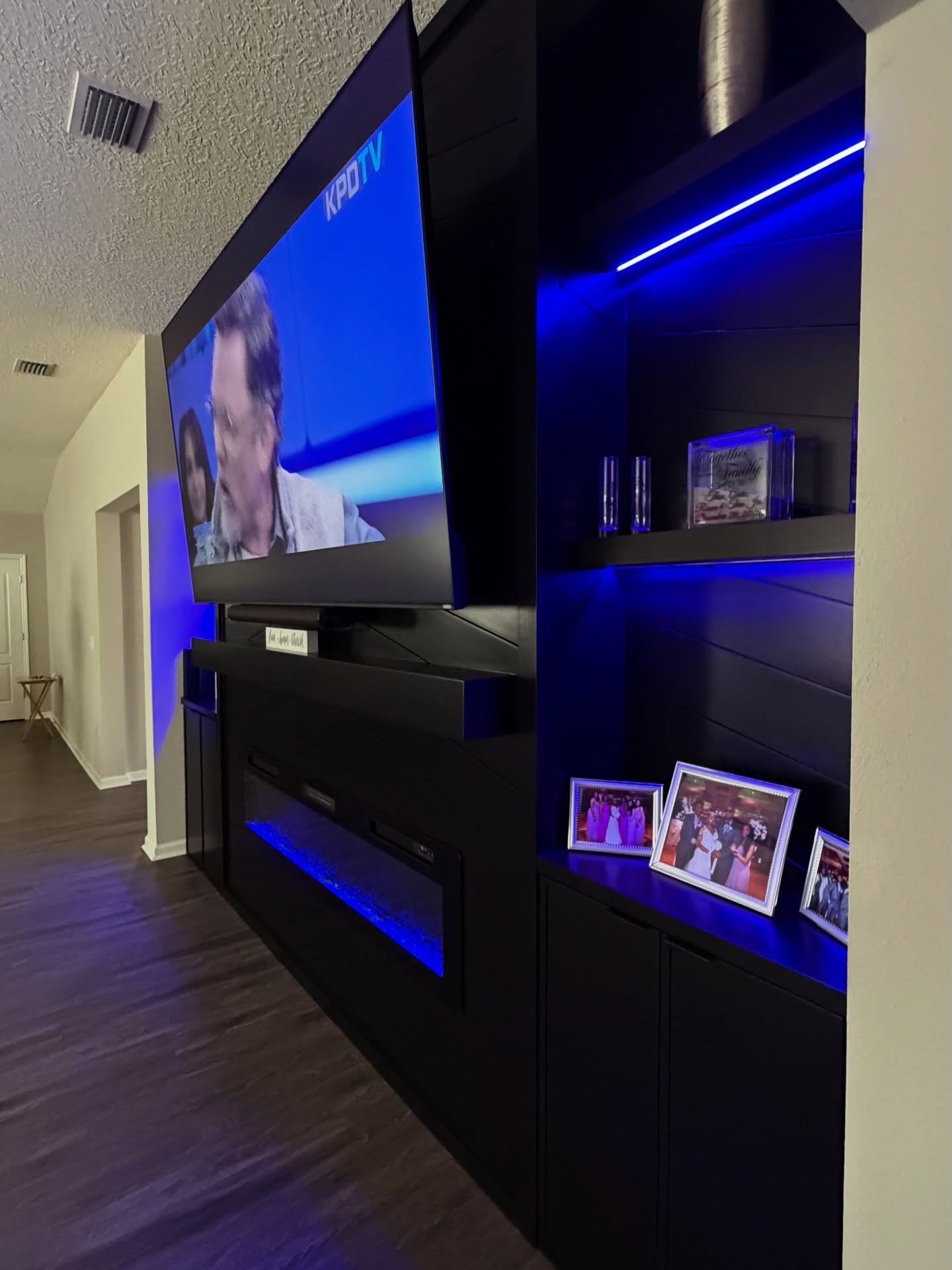 Custom living-room media wall with paneling by AVP Construction JAX — Jacksonville & St. John's County, FL